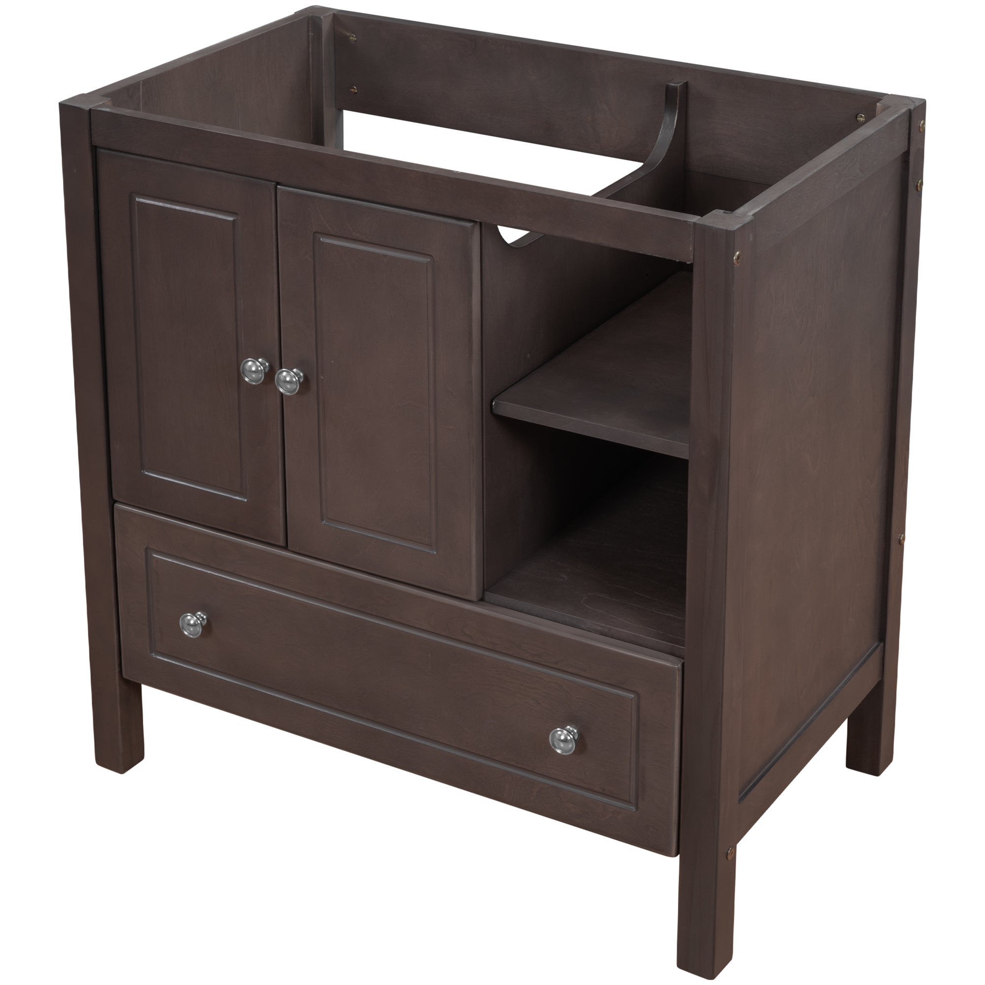 30" Bathroom Vanity Base Only;  Solid Wood Frame;  Bathroom Storage Cabinet with Doors and Drawers