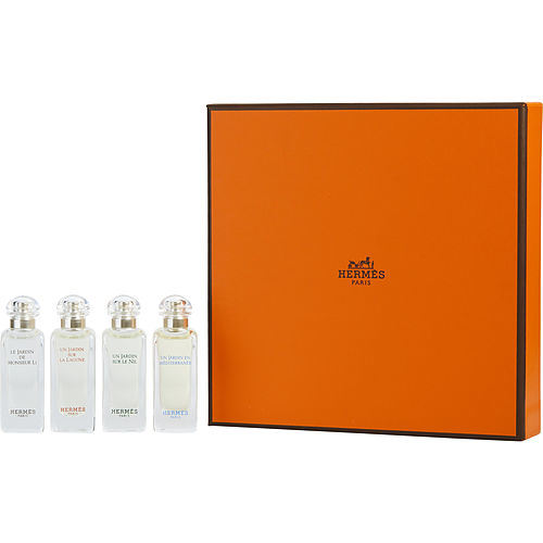 HERMES VARIETY by Hermes 4 PIECE MINI VARITY WITH UN JARDIN EN MEDITERRANEE & LE JARDIN DE MONSIEUR LI & UN JARDIN SUR LE NIL & UN JARDIN SUR LA LAGUNE AND ALL ARE EDT 0.25 OZ