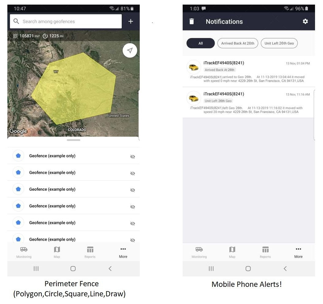 Geo Fence Real Time Surveillance for Fleet Vehicles Trucks Cars