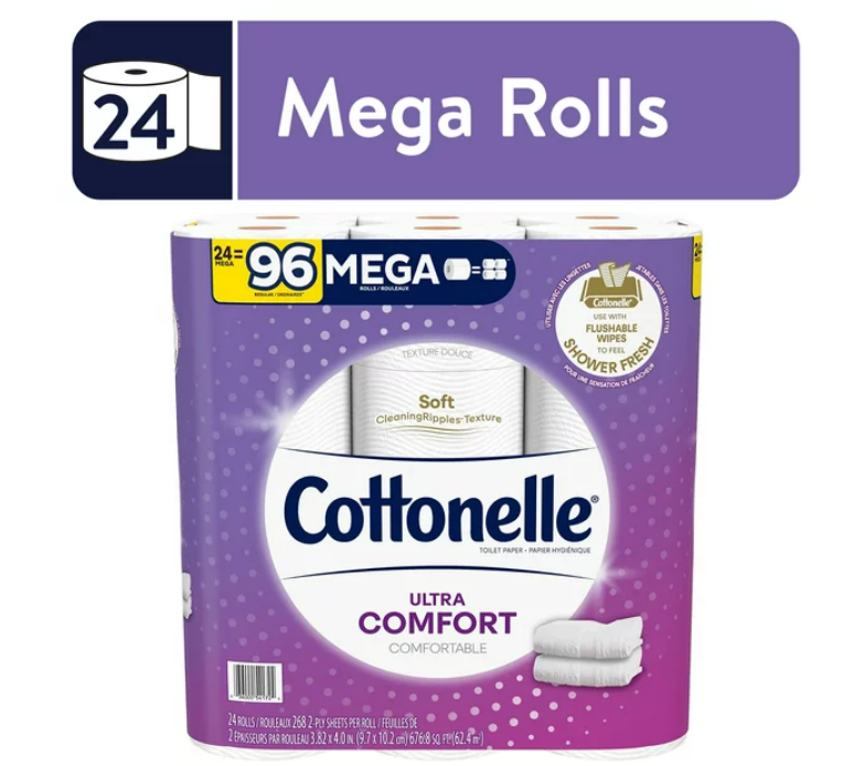 Cottonelle Ultra Comfort Toilet Paper, 24 Mega Rolls