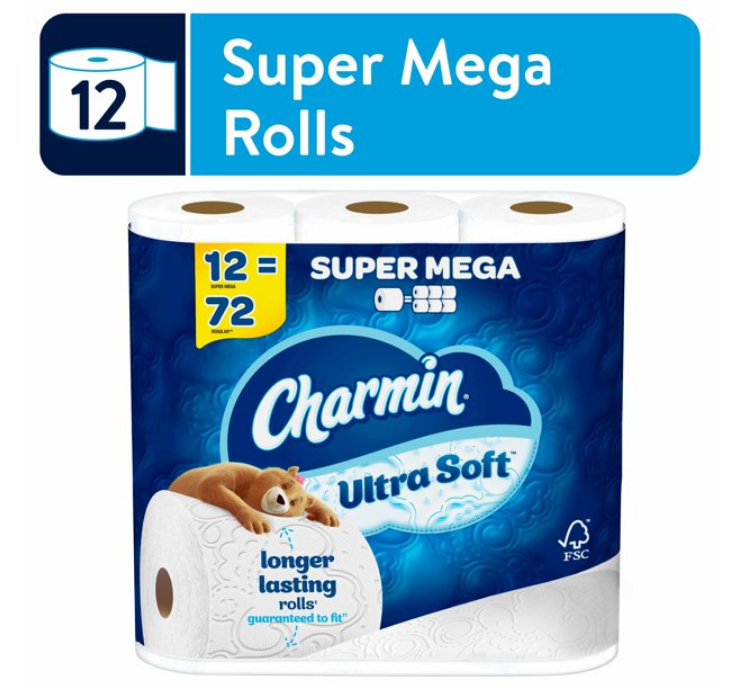 Charmin Ultra Soft Toilet Paper, 12 Super Mega Roll