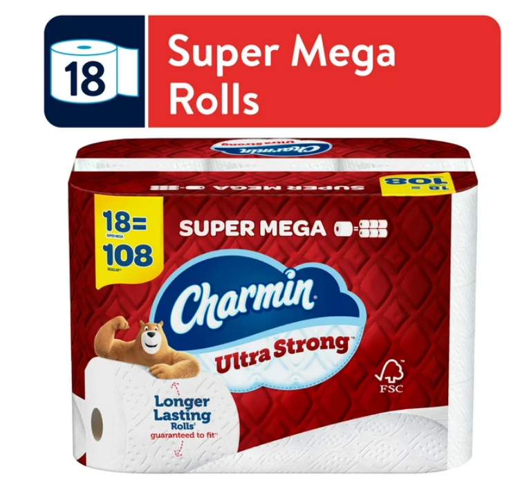 Charmin Ultra Strong Toilet Paper, 18 Super Mega Roll