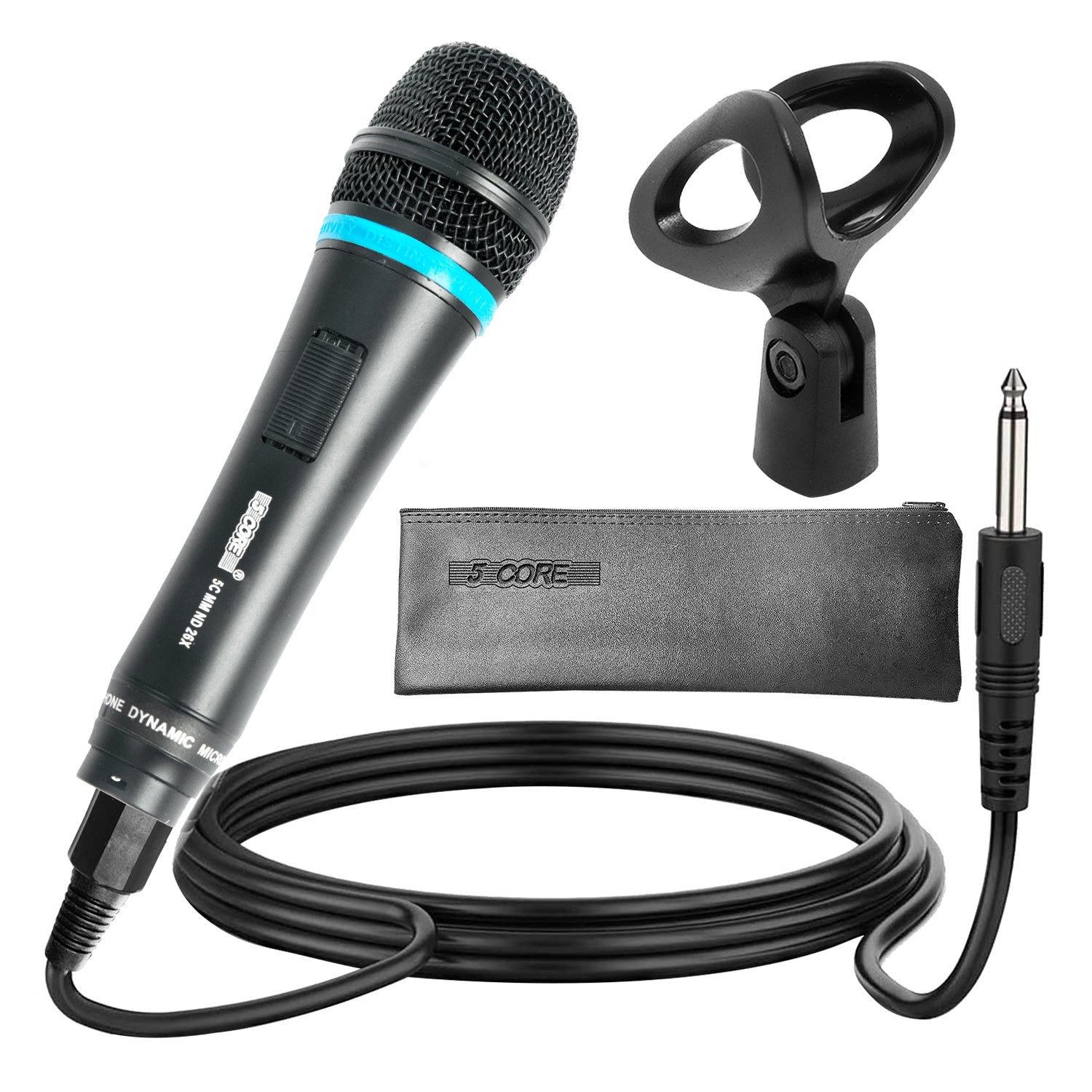 5 Core Handheld Wired Microphone Premium Dynamic Neodymium Unidirectional Mic W/Mesh Grille Metal Body ON/Off Switch 16ft Detachable Cable Suited for Singing, Speech, Karaoke with Clip + Bag- ND 26X