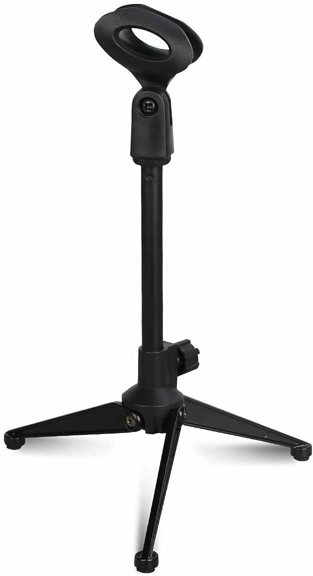 5 Core Desk Mic Stand • Height Adjustable Table Tripod • Portable Desktop Microphone Stand • Includes Universal Mic Holder • Compatible w Dynamic Handheld Microphones- MS MINI TRI BLK