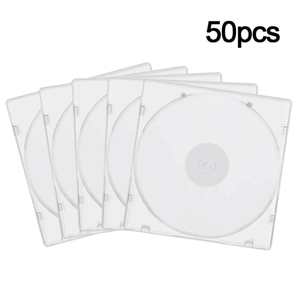 100Pcs Slim Single Clear PP Poly CD DVD Jewel Cases Disc Replacement Cover Plastic