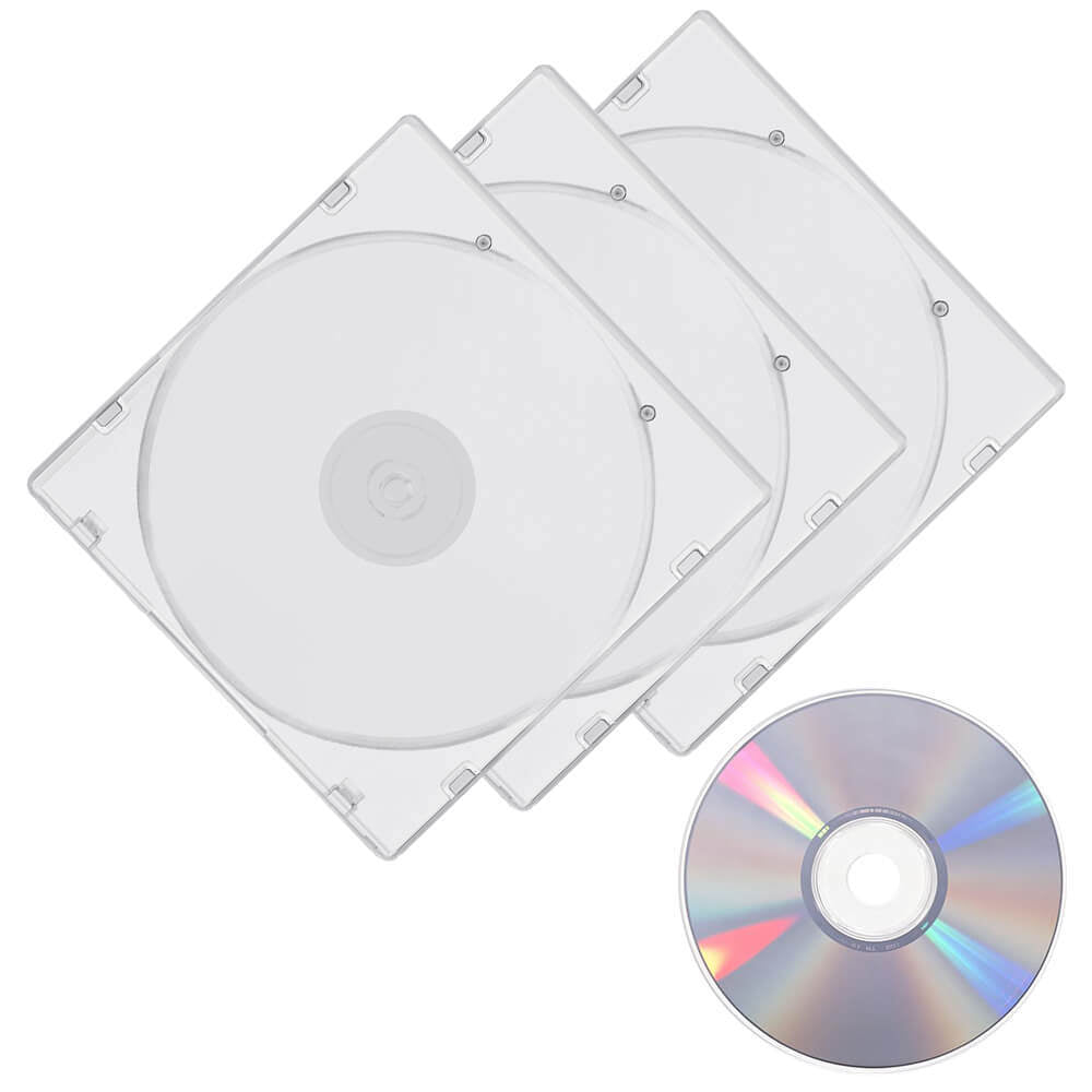 100Pcs Slim Single Clear PP Poly CD DVD Jewel Cases Disc Replacement Cover Plastic