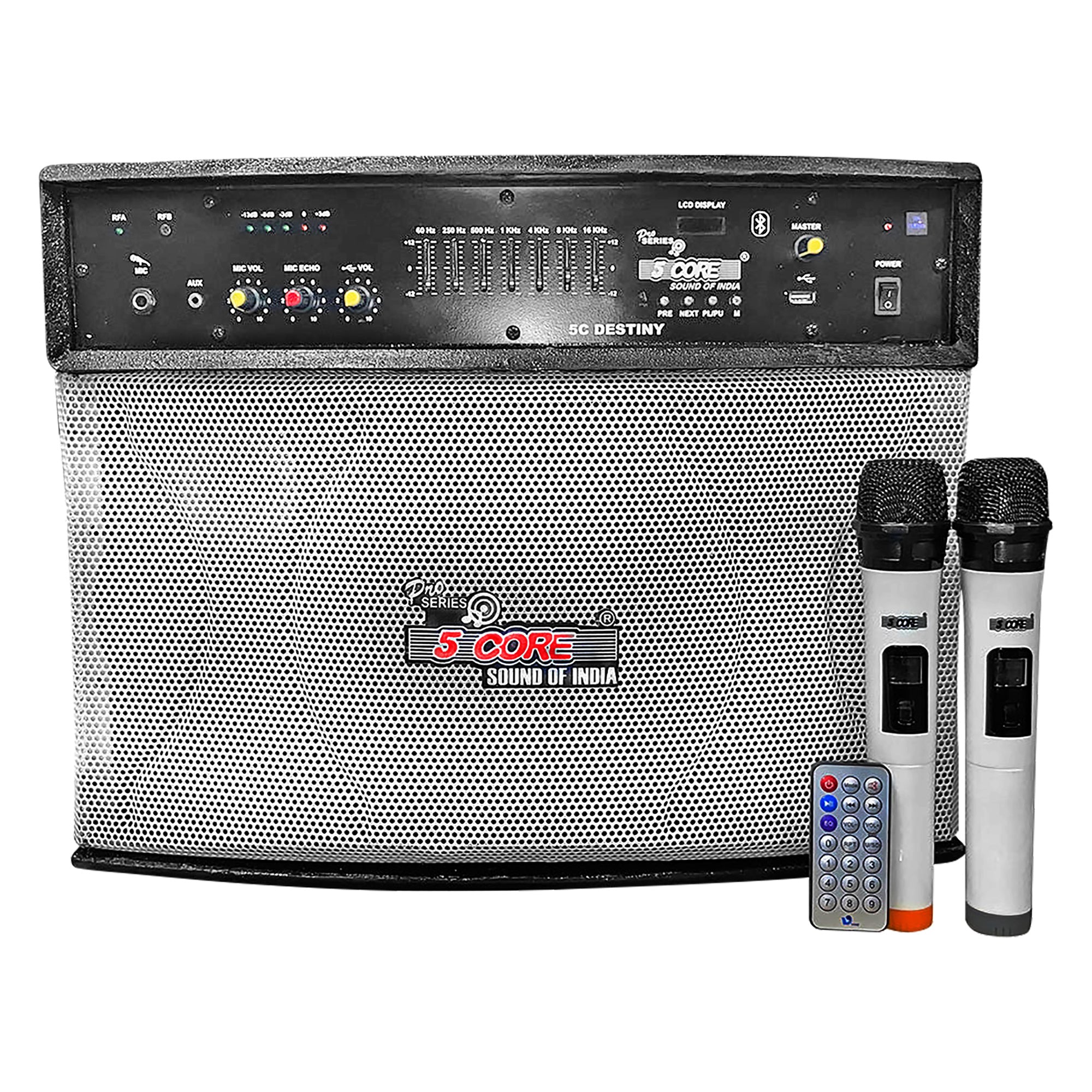 5 Core Subwoofer System with Bluetooth/ 40W Active Speaker, Digital Display, 8 Ohm, with AUX, MIC, USB Input with Remote Control Ideal for Karaoke, Presentation, Meeting- Destiny