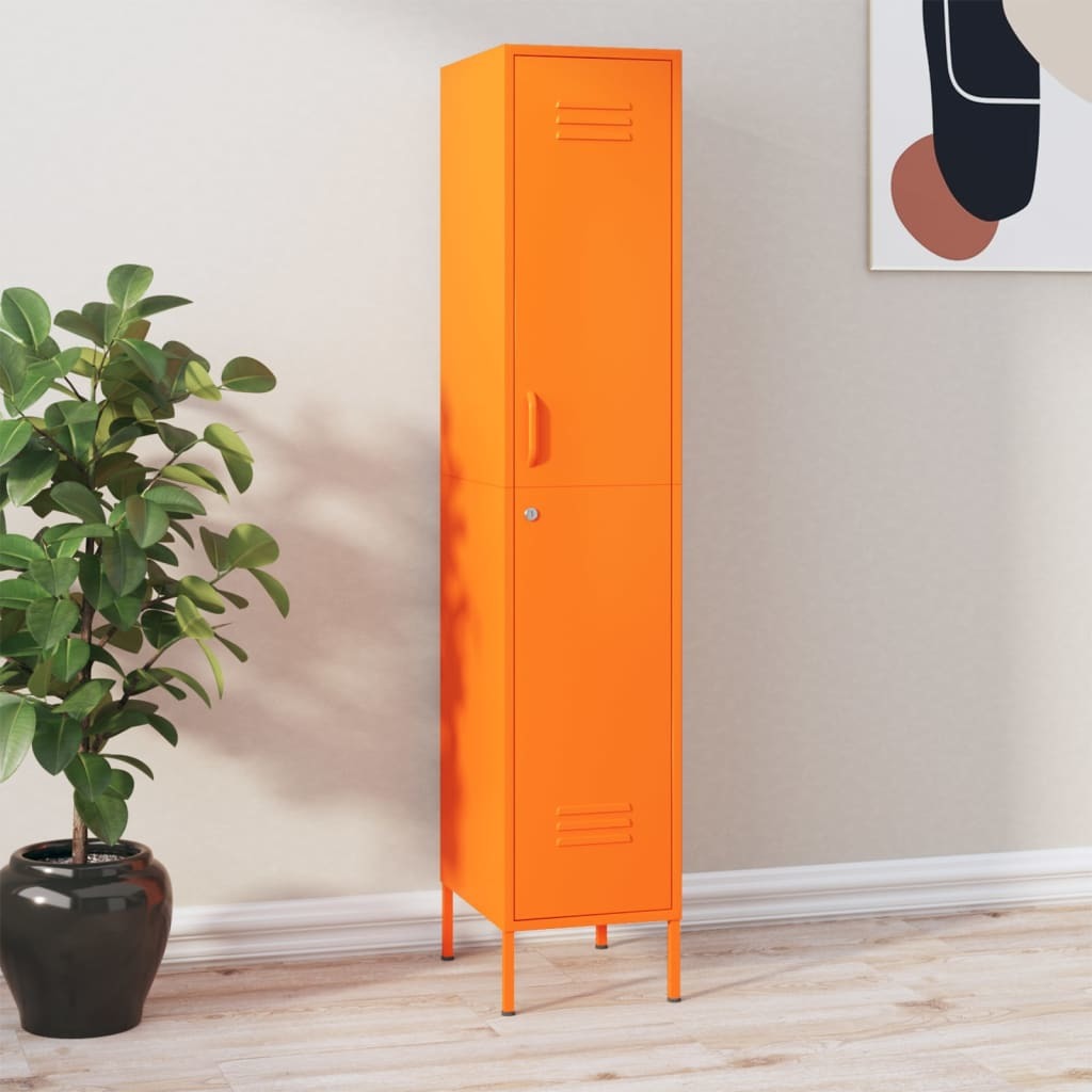 Locker Cabinet Orange 13.8"x18.1"x70.9" Steel