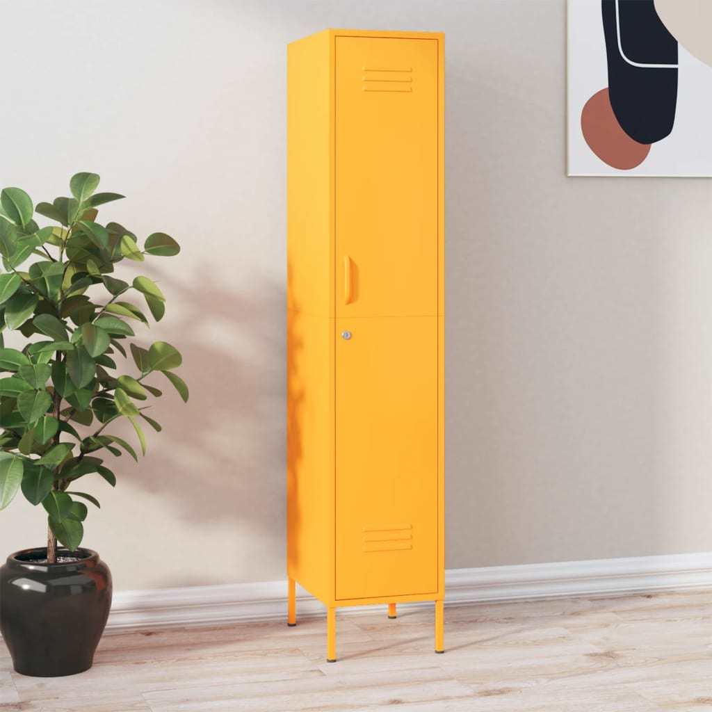 Locker Cabinet Mustard Yellow 13.8"x18.1"x70.9" Steel