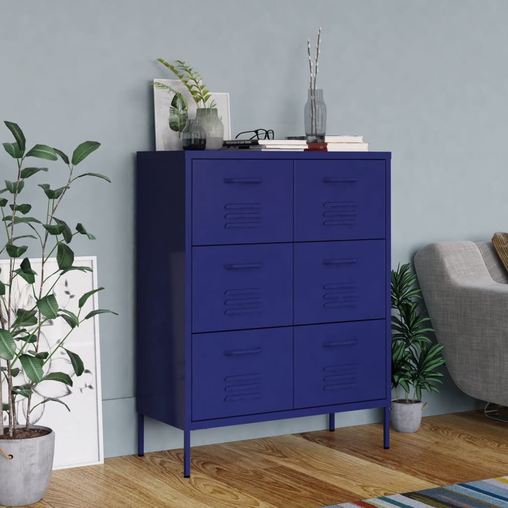 Drawer Cabinet Navy Blue 31.5"x13.8"x40" Steel