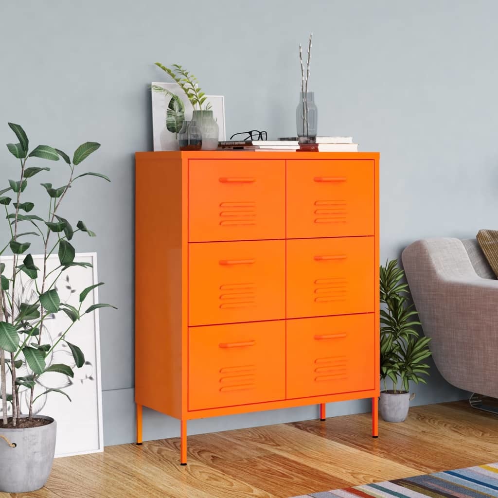 Drawer Cabinet Orange 31.5"x13.8"x40" Steel