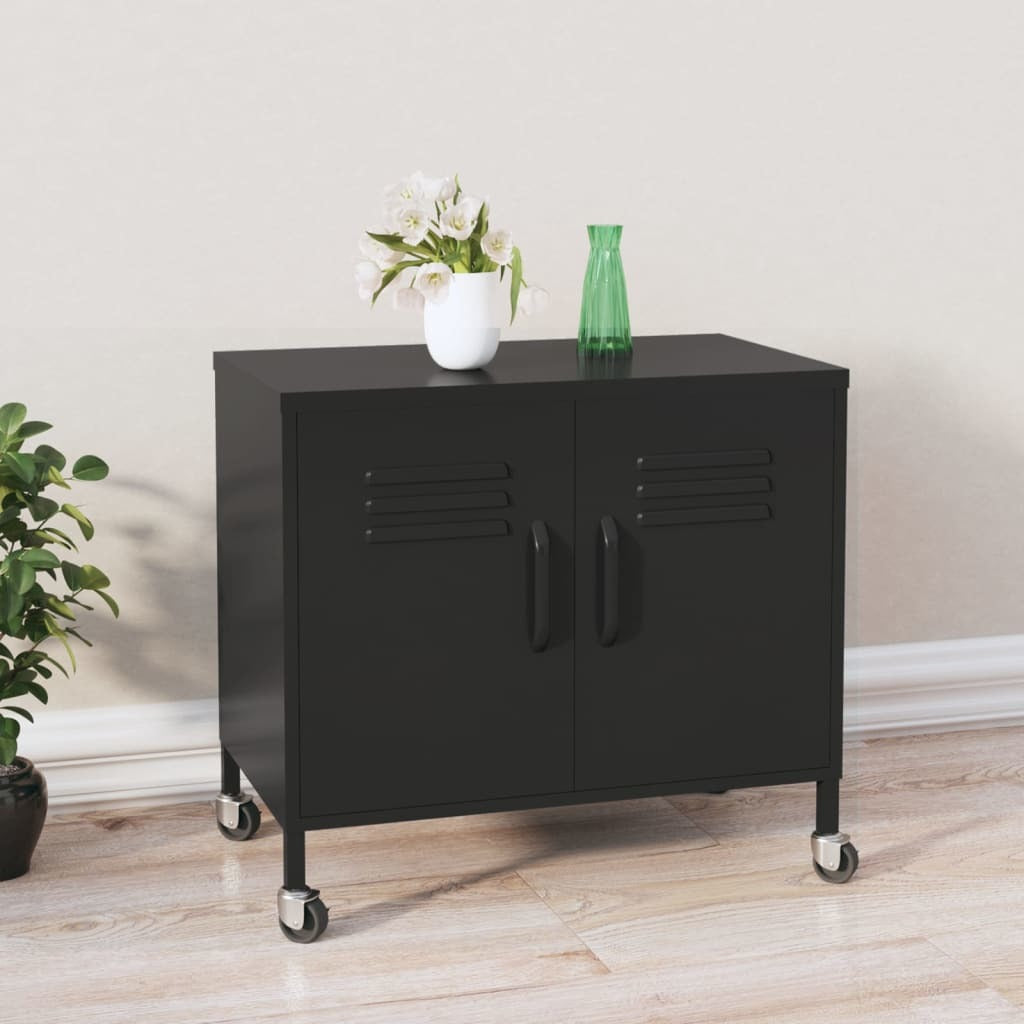 Storage Cabinet Black 23.6"x13.8"x22" Steel