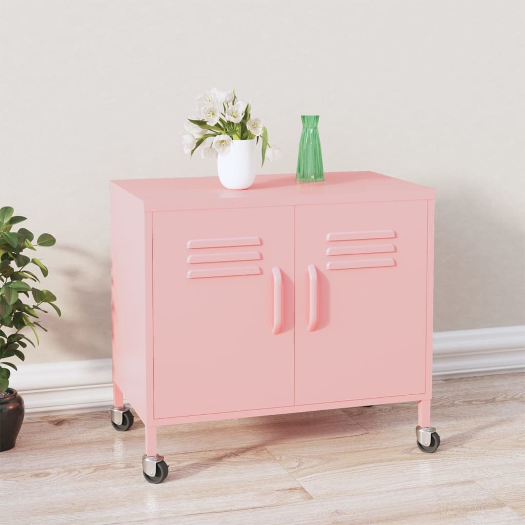 Storage Cabinet Pink 23.6"x13.8"x22" Steel