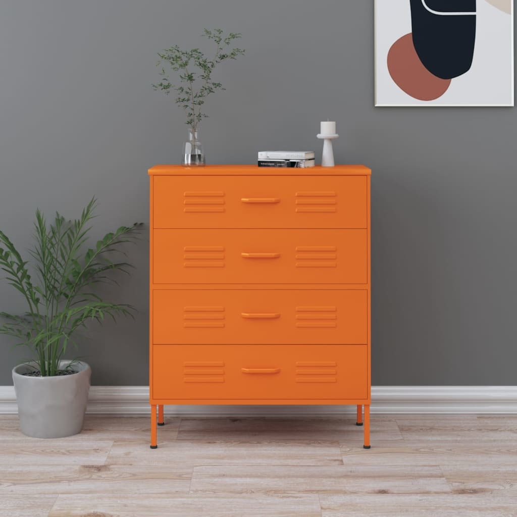 Chest of Drawers Orange 31.5"x13.8"x40" Steel