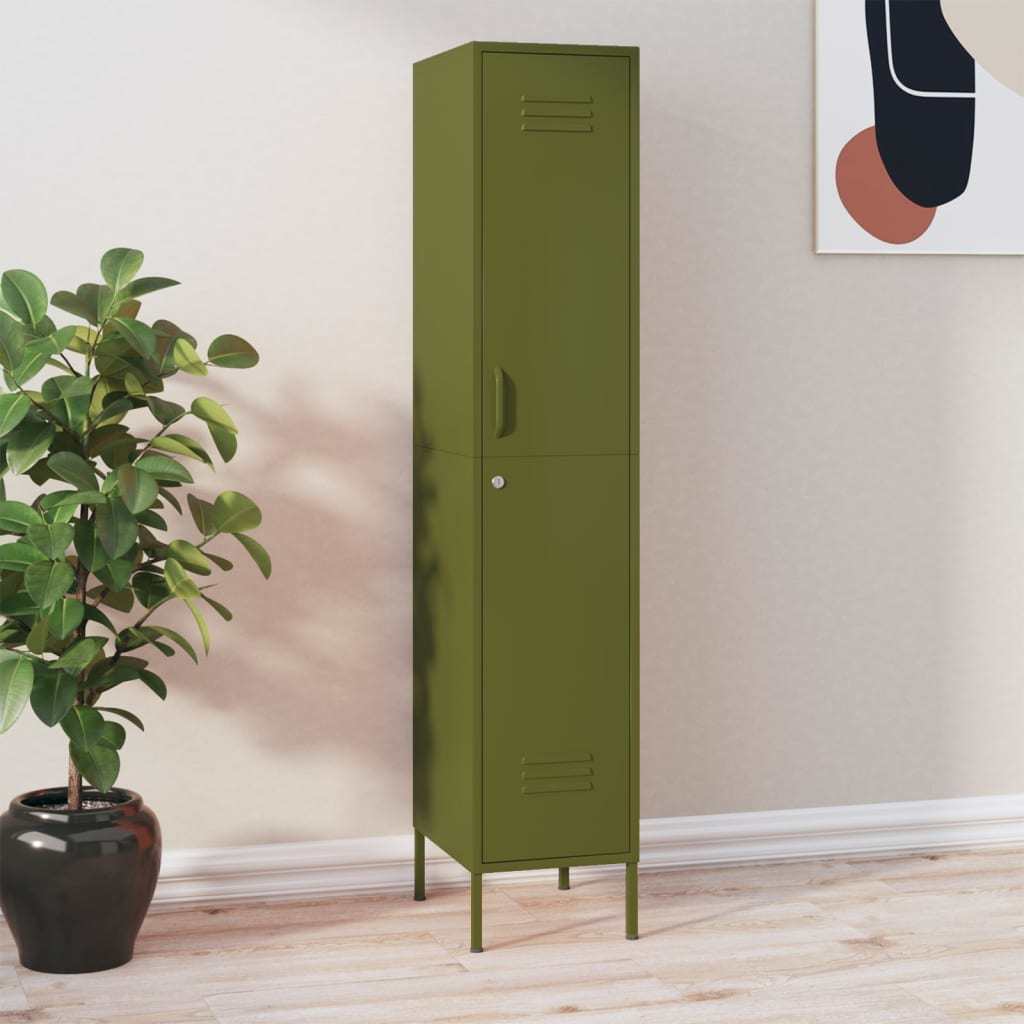 Locker Cabinet Olive Green 13.8"x18.1"x70.9" Steel