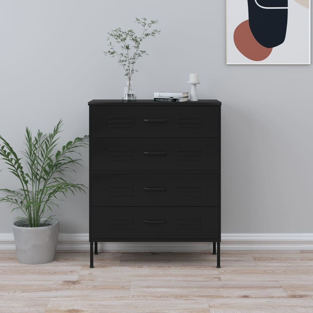Chest of Drawers Black 31.5"x13.8"x40" Steel