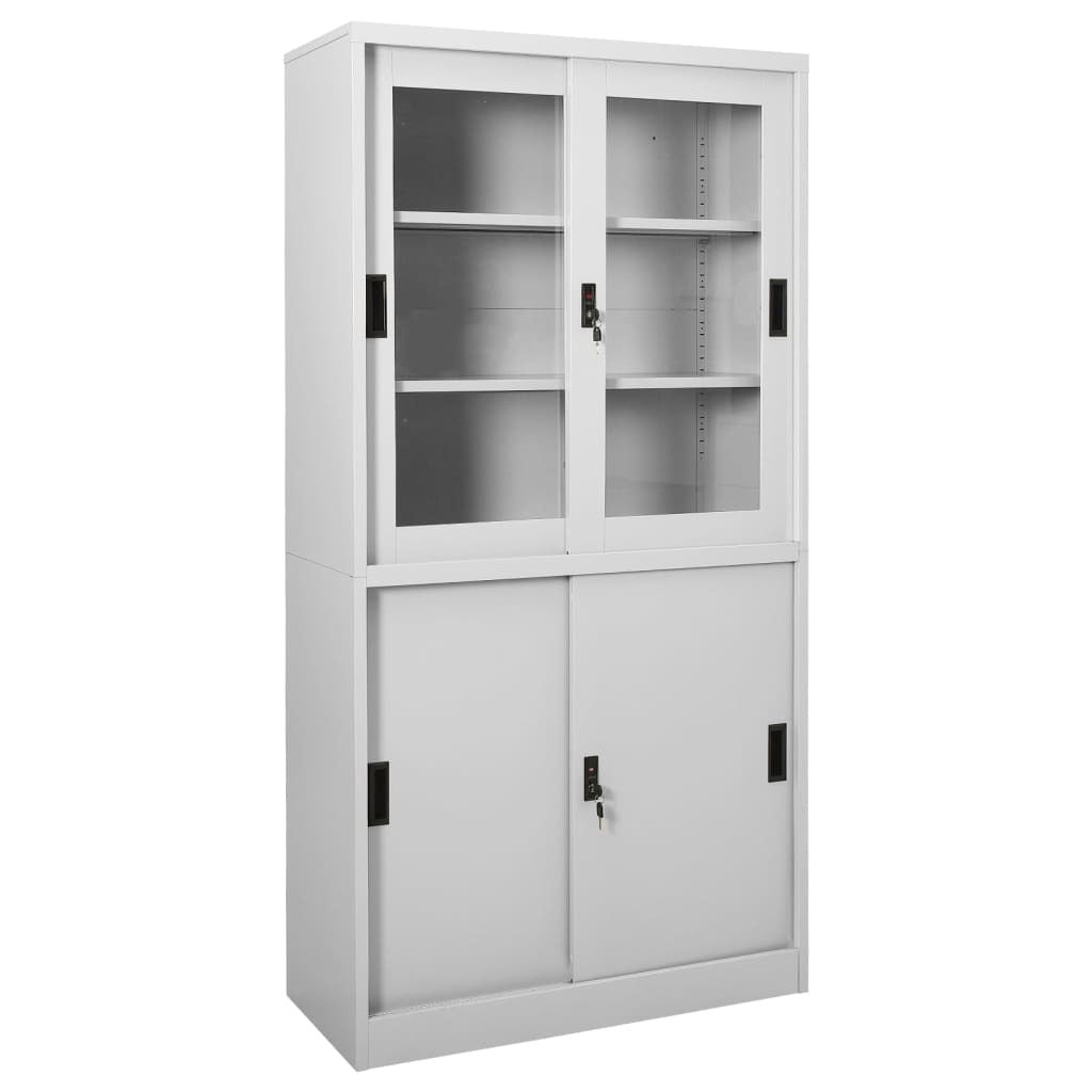 Office Cabinet with Sliding Door Light Gray 35.4"x15.7"x70.9" Steel