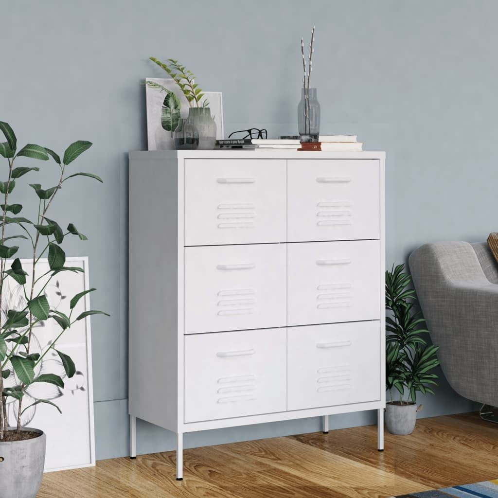 Drawer Cabinet White 31.5"x13.8"x40" Steel