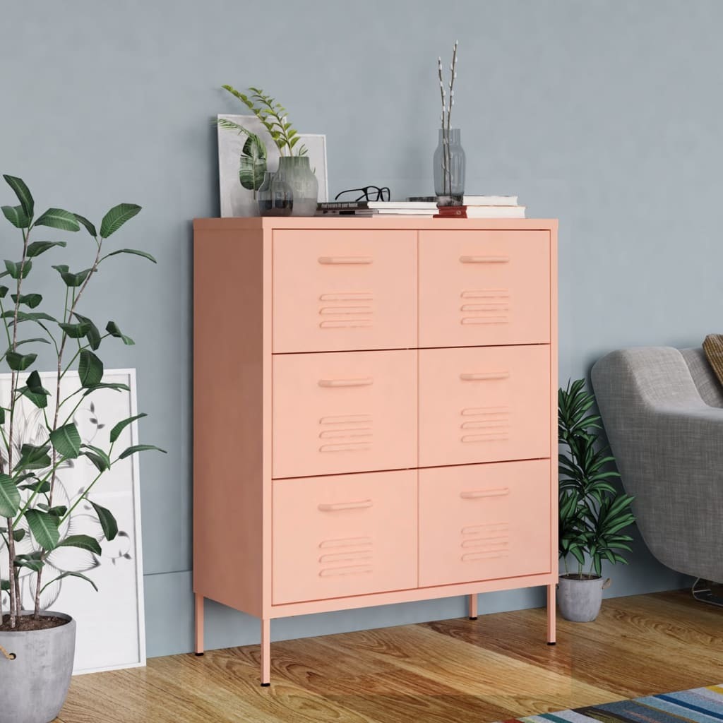 Drawer Cabinet Pink 31.5"x13.8"x40" Steel