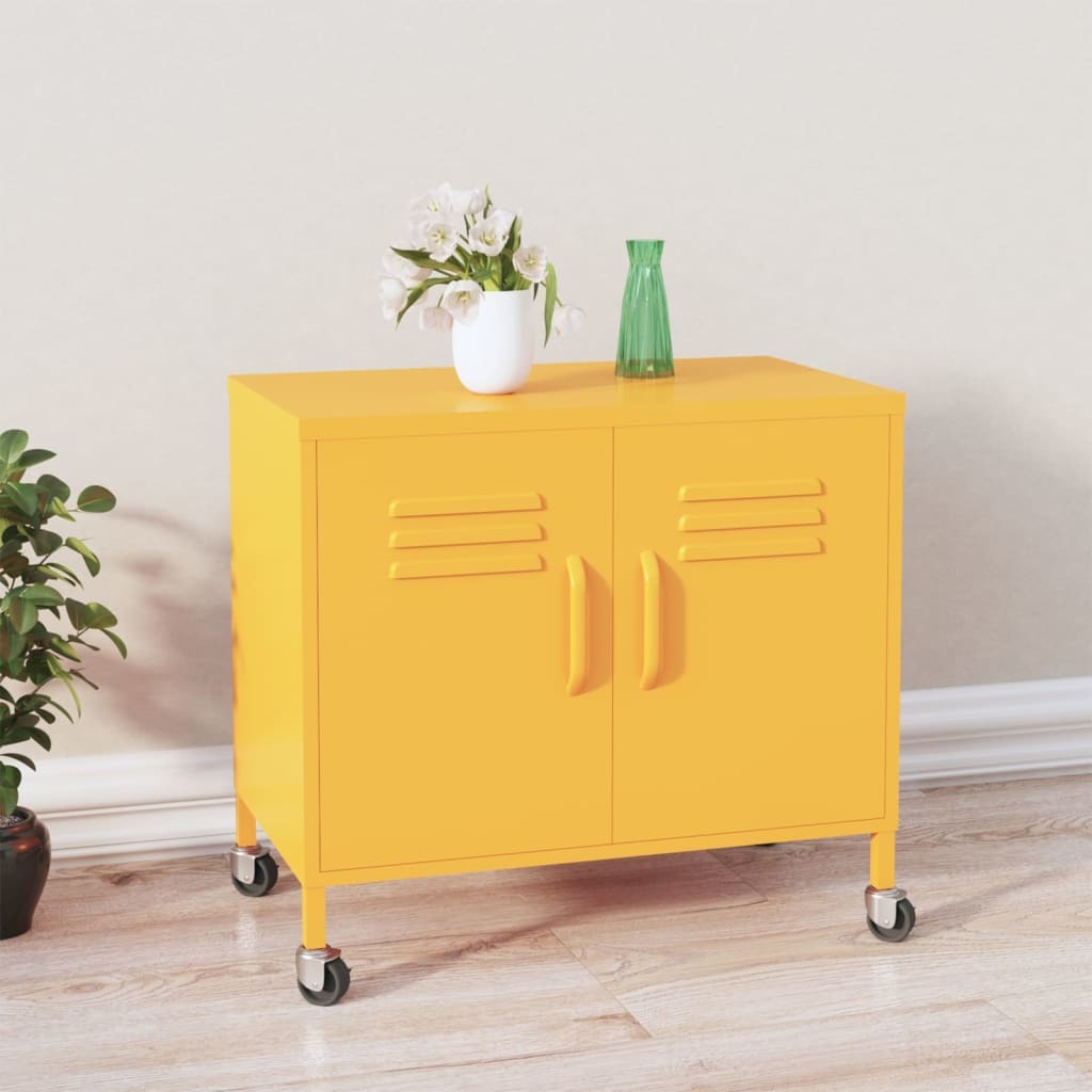 Storage Cabinet Mustard Yellow 23.6"x13.8"x22" Steel