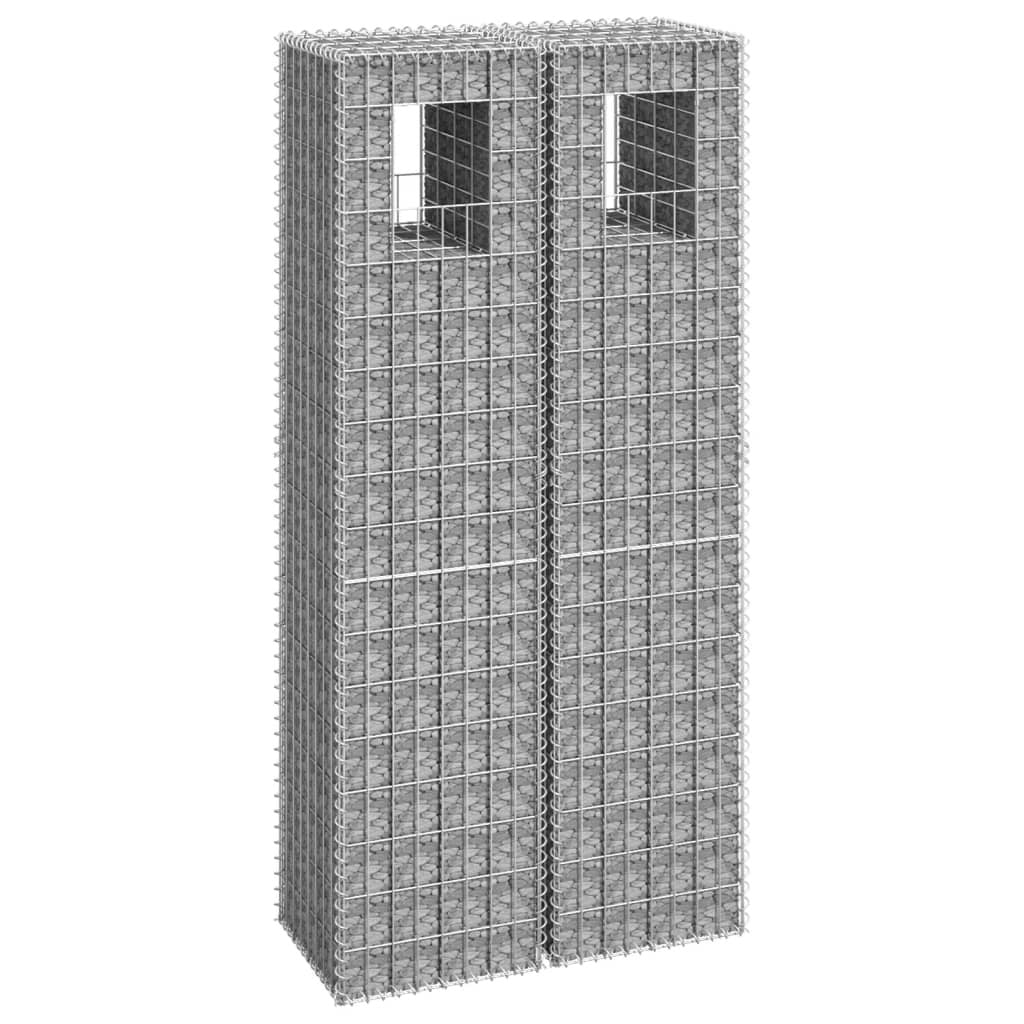 Gabion Basket Posts 2 pcs 15.7"x15.7"x70.9" Iron