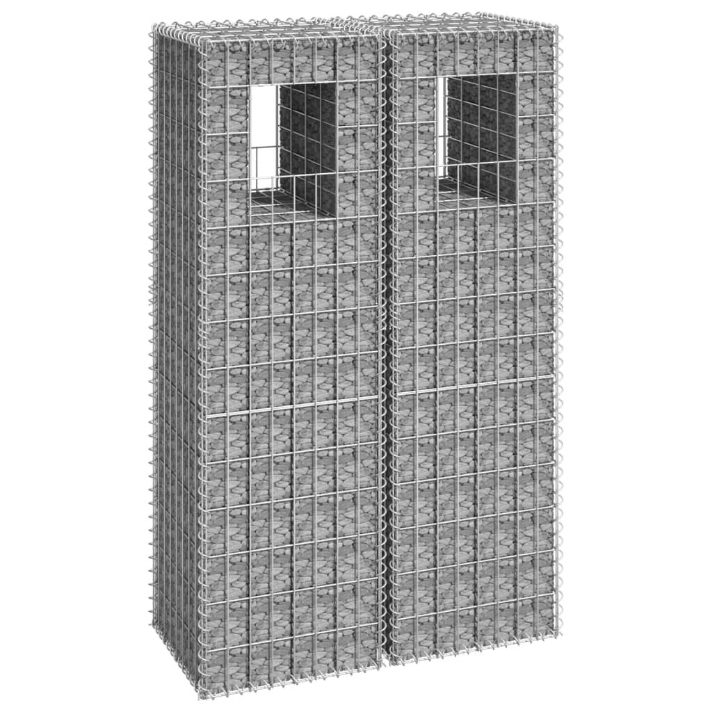 Gabion Basket Posts 2 pcs 15.7"x15.7"x55.1" Iron