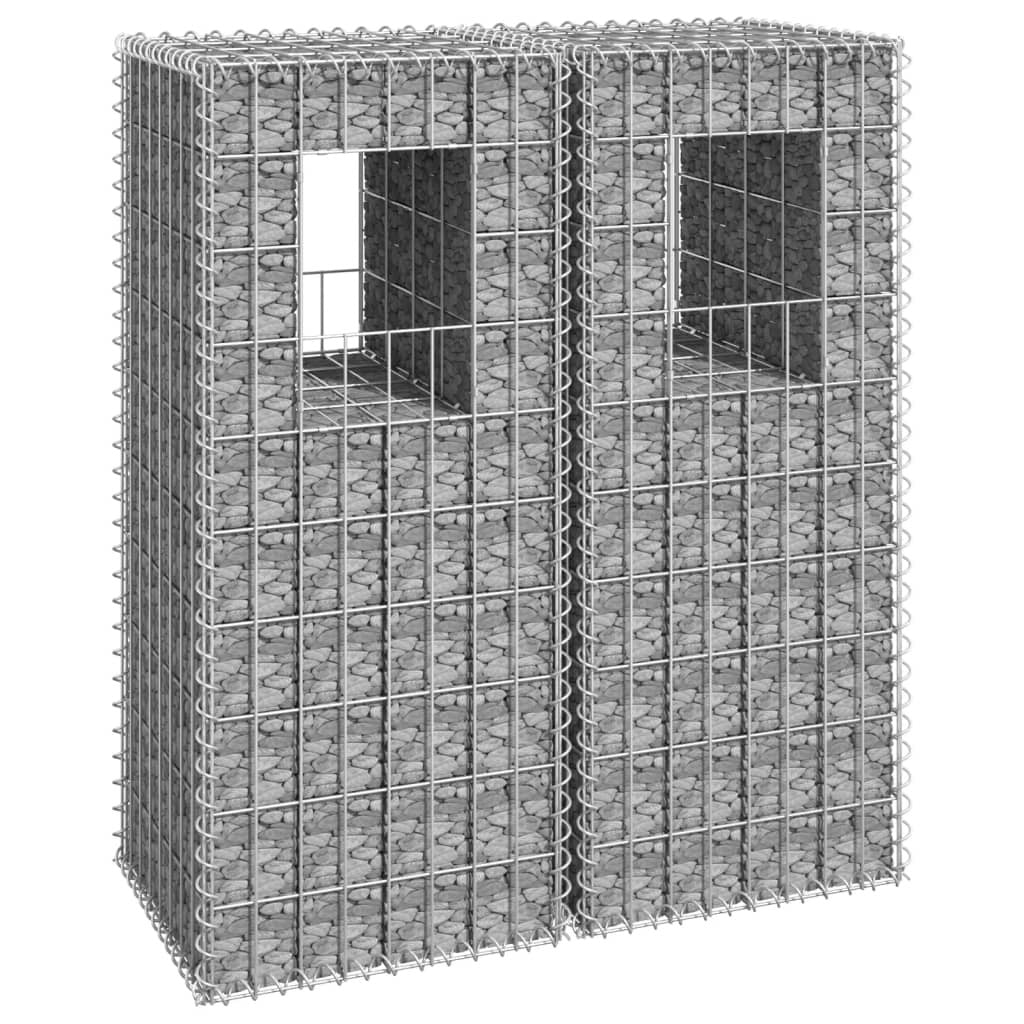 Gabion Basket Posts 2 pcs 15.7"x15.7"x39.4" Iron