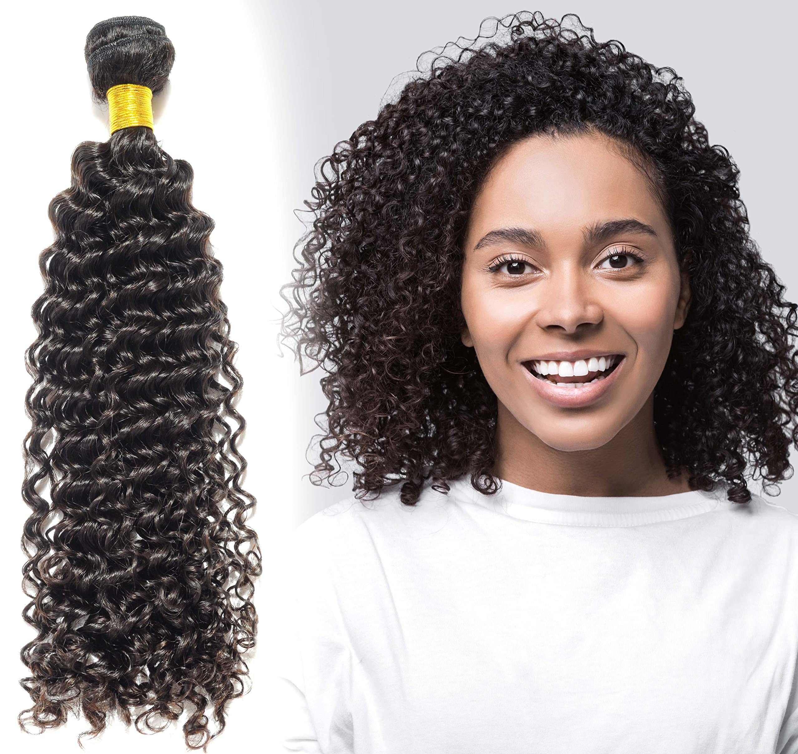 Sable Hub Kinky Curly Women Hair Bundle | 100% Unprocessed 10A Brazilian Virgin Kinky Curly Bundle, 150% Density Hair Extension, Natural Human Hair