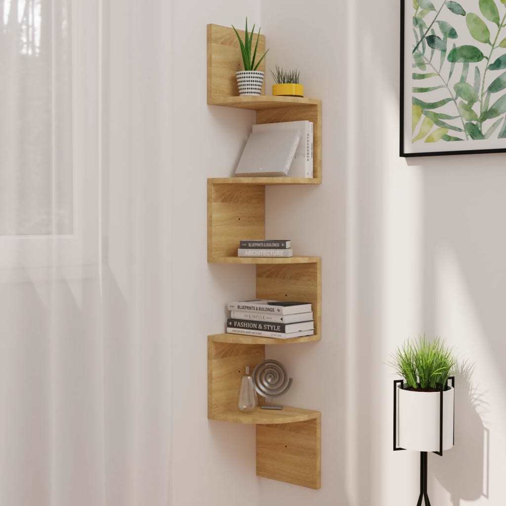 Wall Corner Shelf Sonoma Oak 7.5"x7.5"x48.4" Engineered Wood