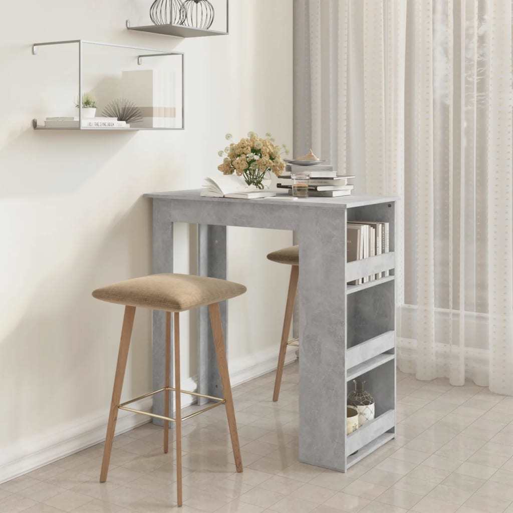 Bar Table with Storage Rack Concrete Gray 40.2"x19.7"x40.7"