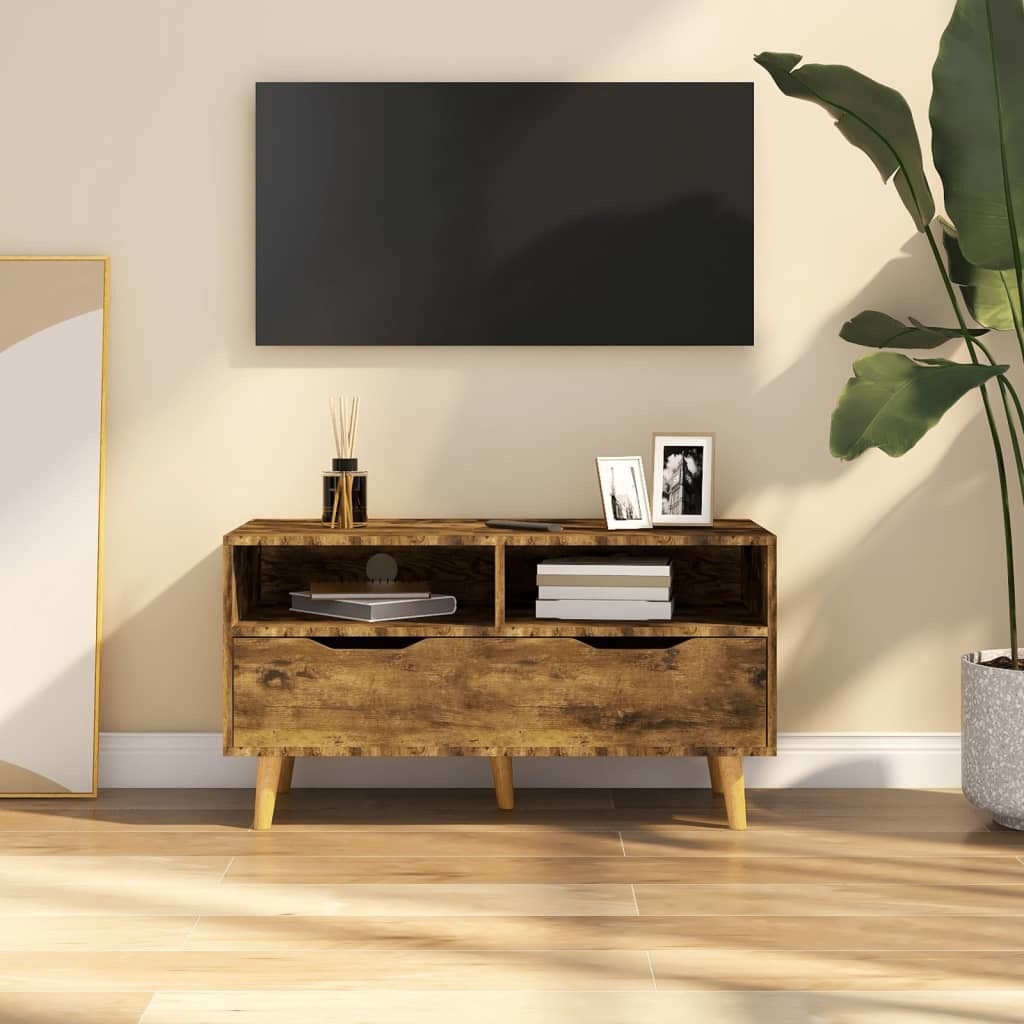 TV Stand Smoked Oak 35.4"x15.7"x19.1" Engineered Wood