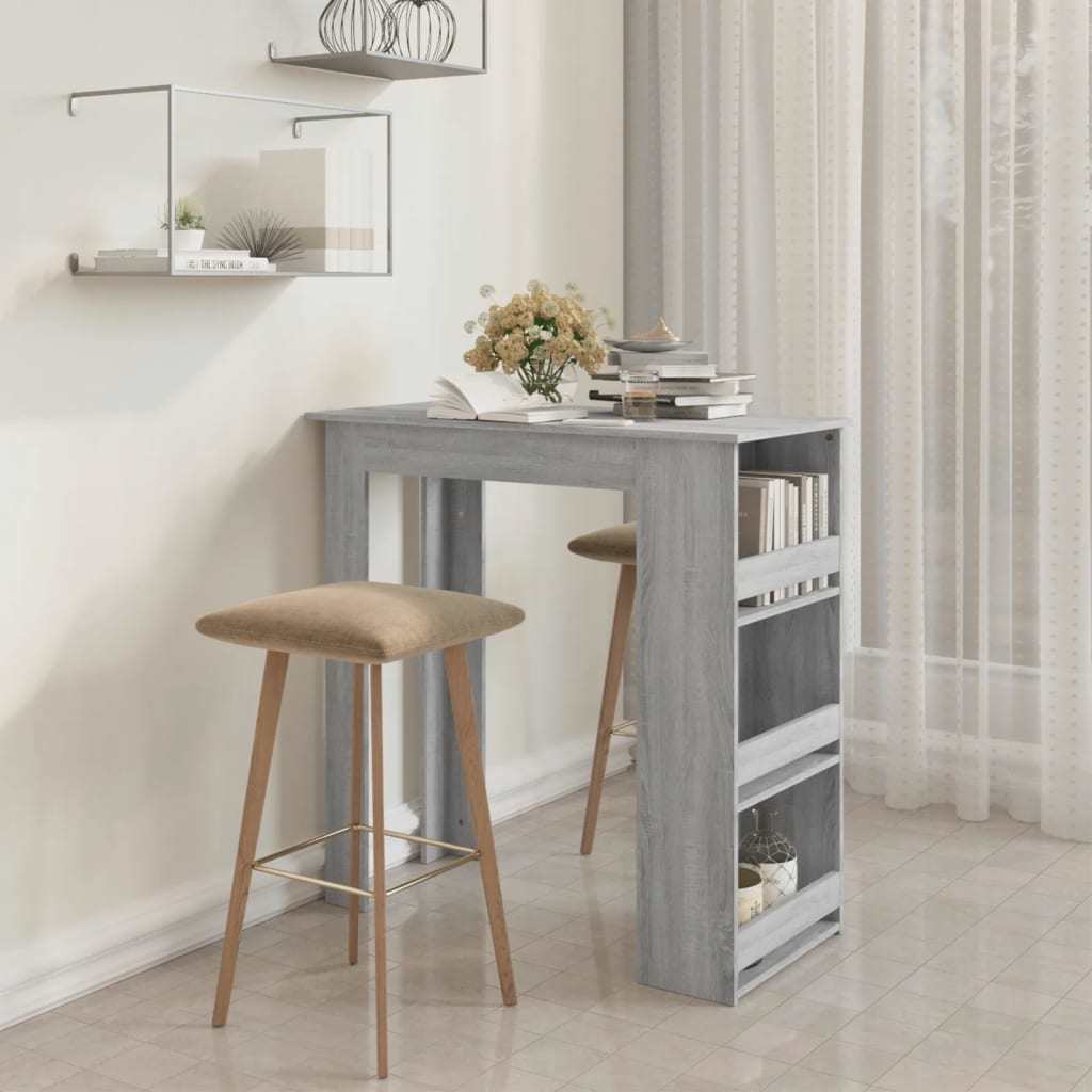 Bar Table with Storage Rack Gray Sonoma 40.2"x19.7"x40.7" Engineered Wood