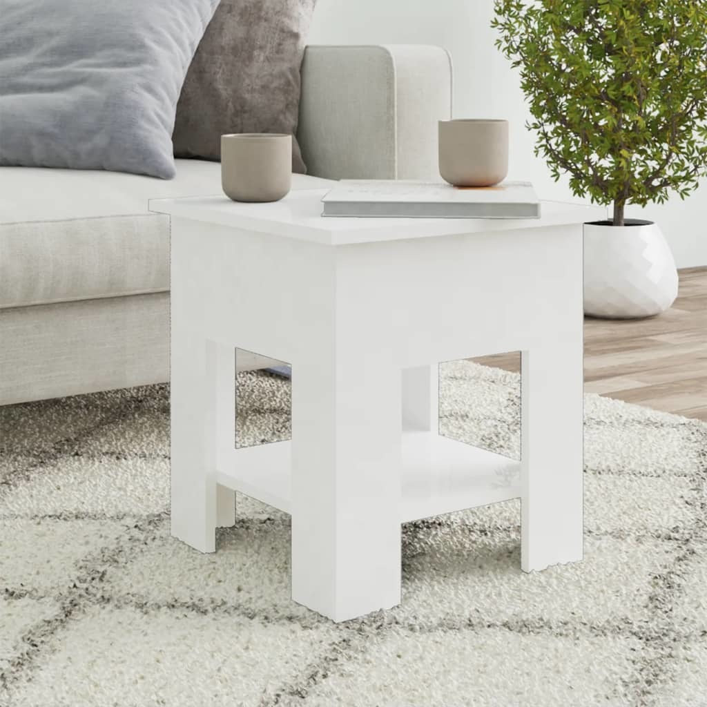 Coffee Table High Gloss White 15.7"x15.7"x16.5" Engineered Wood