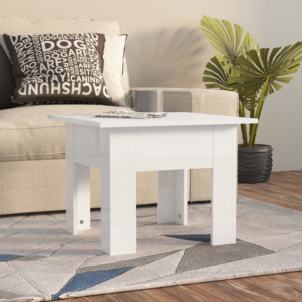 Coffee Table High Gloss White 21.7"x21.7"x16.5" Engineered Wood