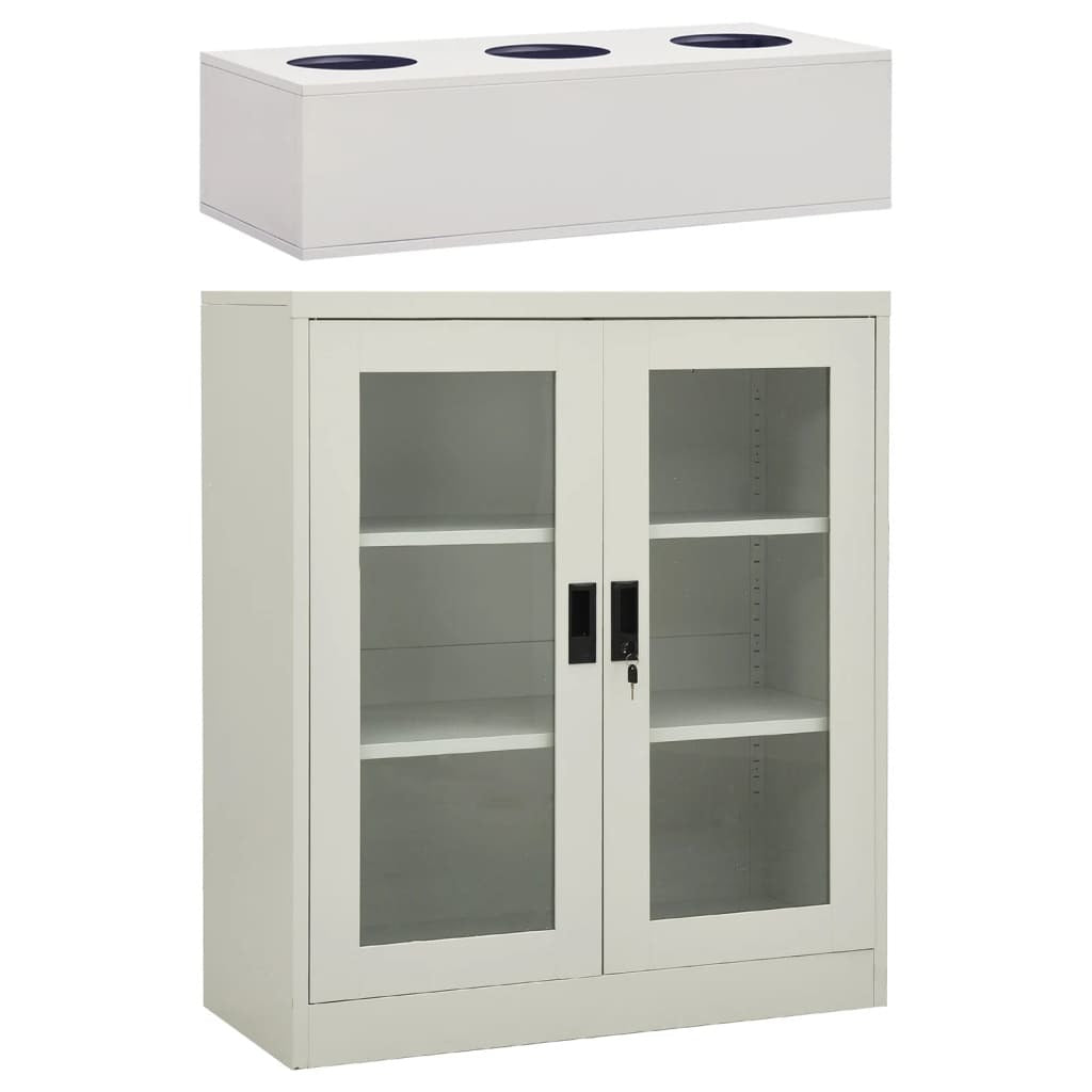 Office Cabinet with Planter Box Light Gray 35.4"x15.7"x50.4" Steel