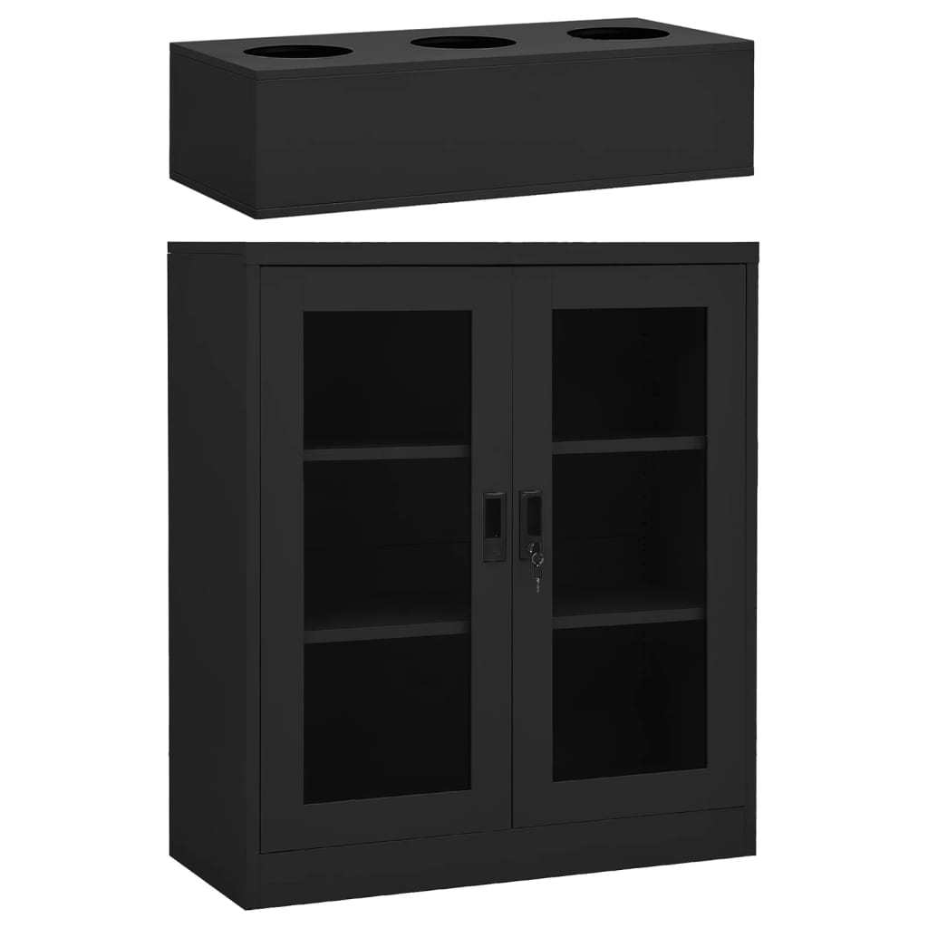 Office Cabinet with Planter Box Anthracite 35.4"x15.7"x50.4" Steel