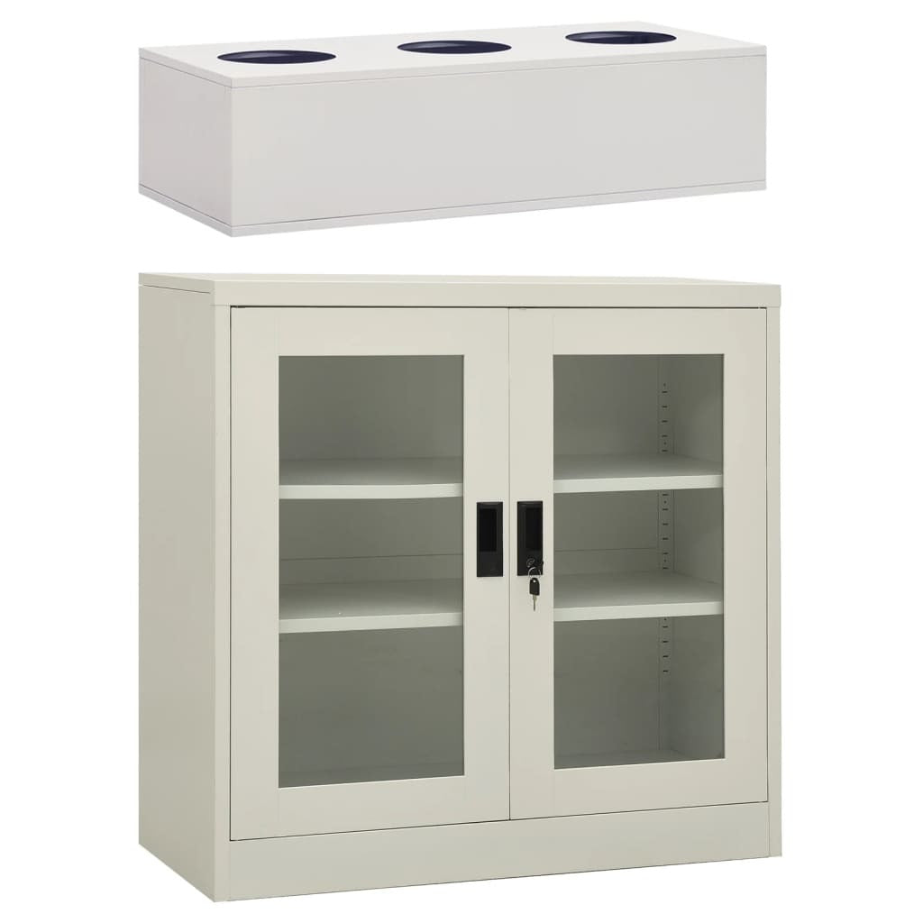 Office Cabinet with Planter Box Light Gray 35.4"x15.7"x44.5" Steel