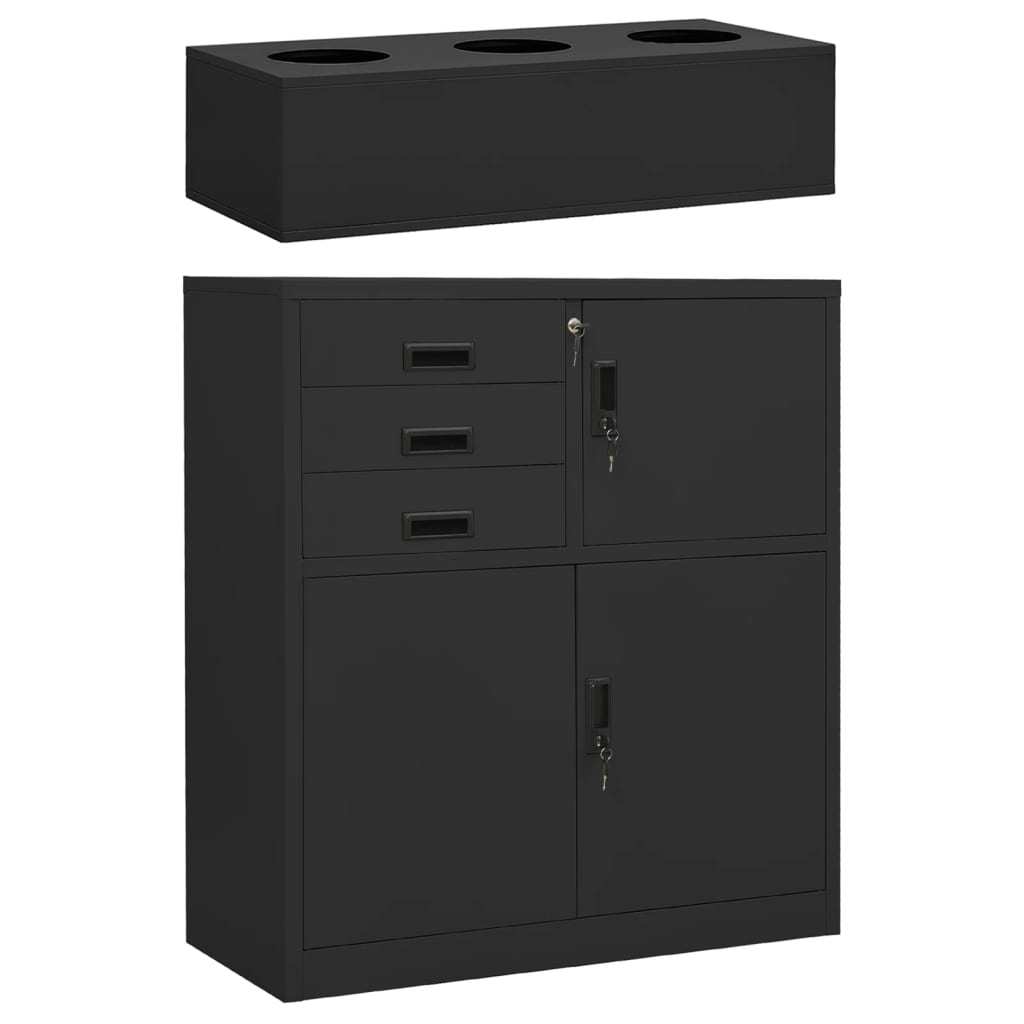 Office Cabinet with Planter Box Anthracite 35.4"x15.7"x49.2" Steel