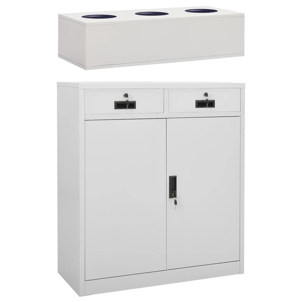 Office Cabinet with Planter Box Light Gray 35.4"x15.7"x49.2" Steel