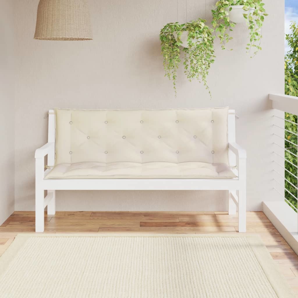 Garden Bench Cushions 2pcs Cream White 59.1"x19.7"x2.8" Oxford Fabric