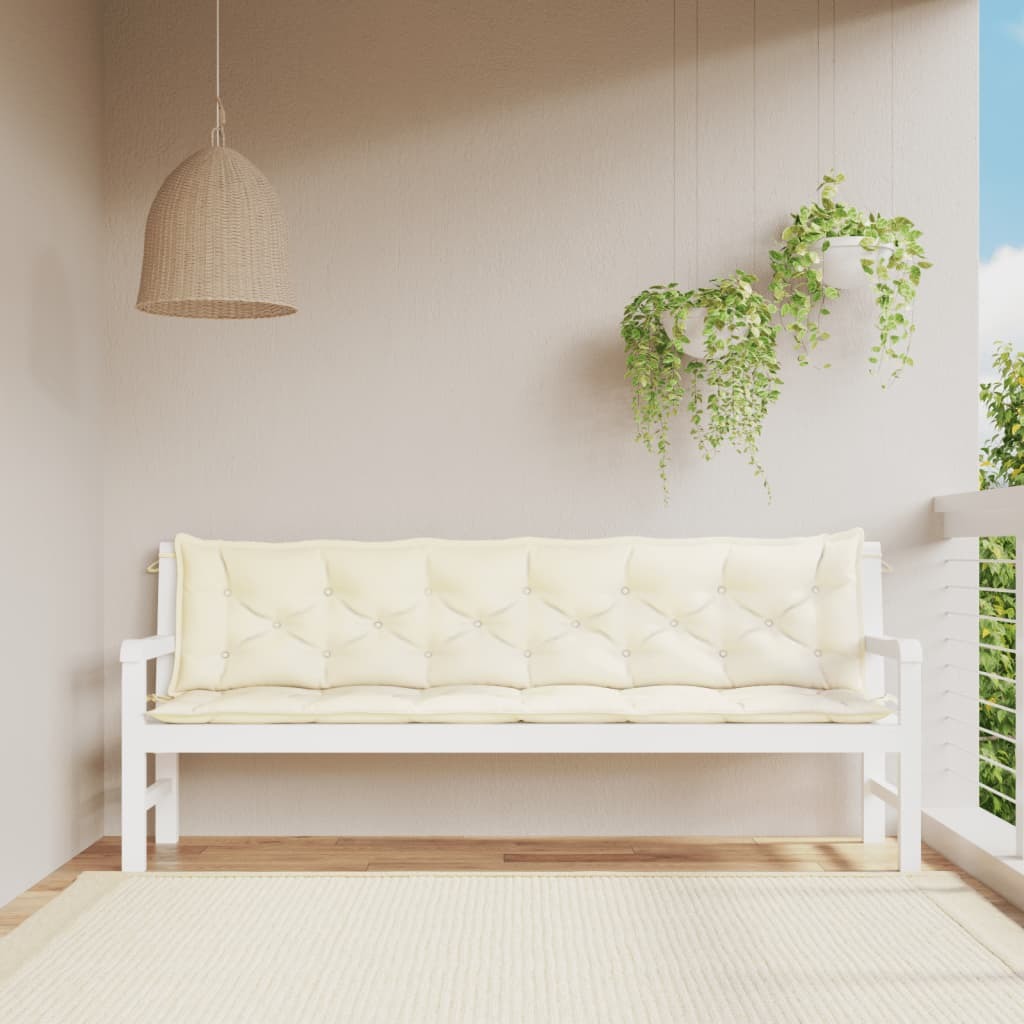 Garden Bench Cushions 2pcs Cream White 78.7"x19.7"x2.8" Oxford Fabric