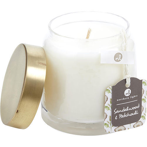 SANDALWOOD & PATCHOULI by SCENTED SOY GLASS CANDLE 10 OZ. COMBINES PATCHOULI & AMBER SANDALWOOD, HIMALAYAN CEDARWOOD, BLACK PEPPER, SUNFLOWER, & GINGER ROOT. BURNS APPROX. 45 HRS.