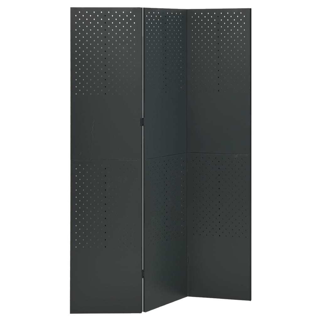 3-Panel Room Divider Anthracite 47.2"x70.9" Steel