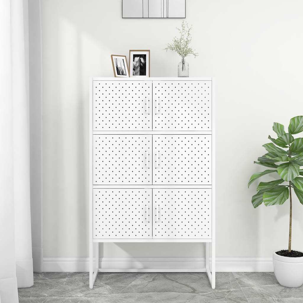 Highboard White 31.5"x13.8"x53.1" Steel