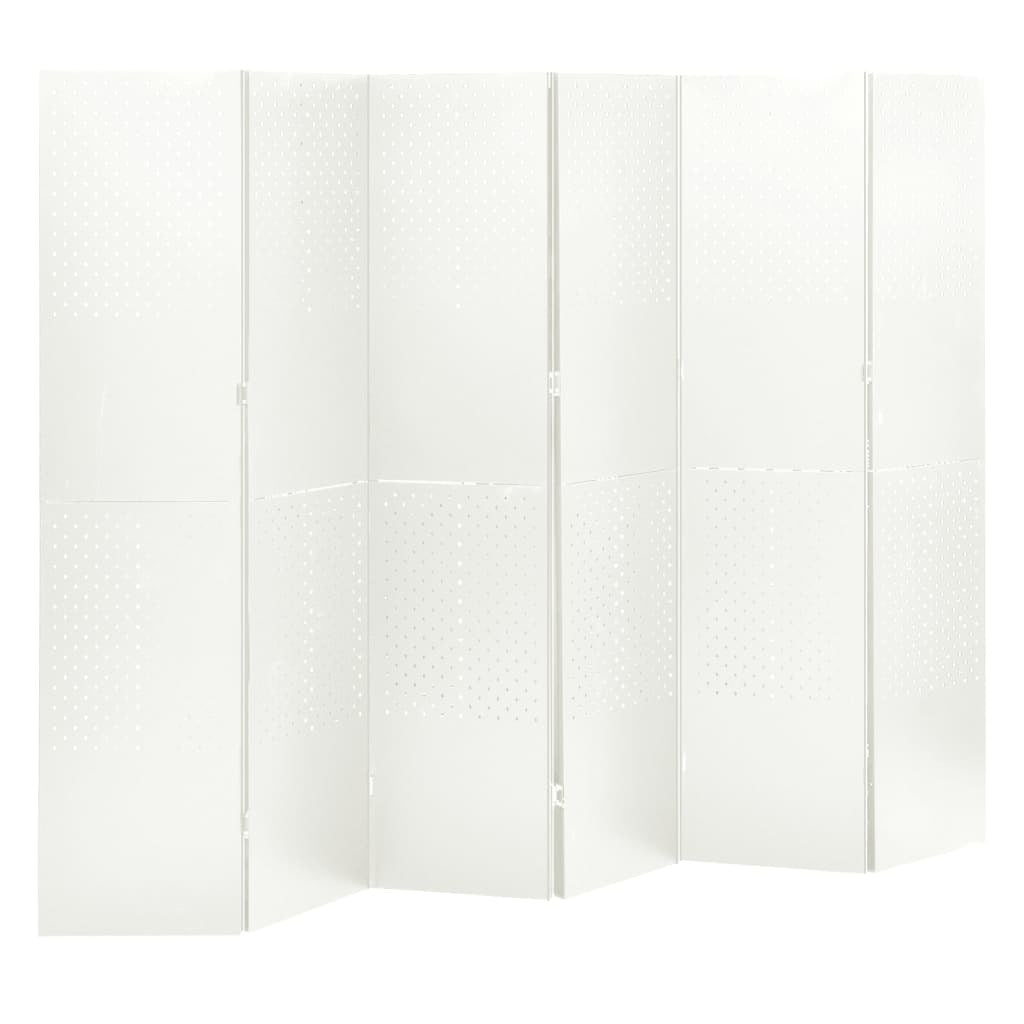 6-Panel Room Divider White 94.5"x70.9" Steel