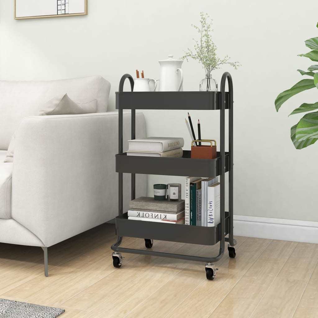 3-Tier Trolley Anthracite 16.9"x13.4"x31.1" Steel