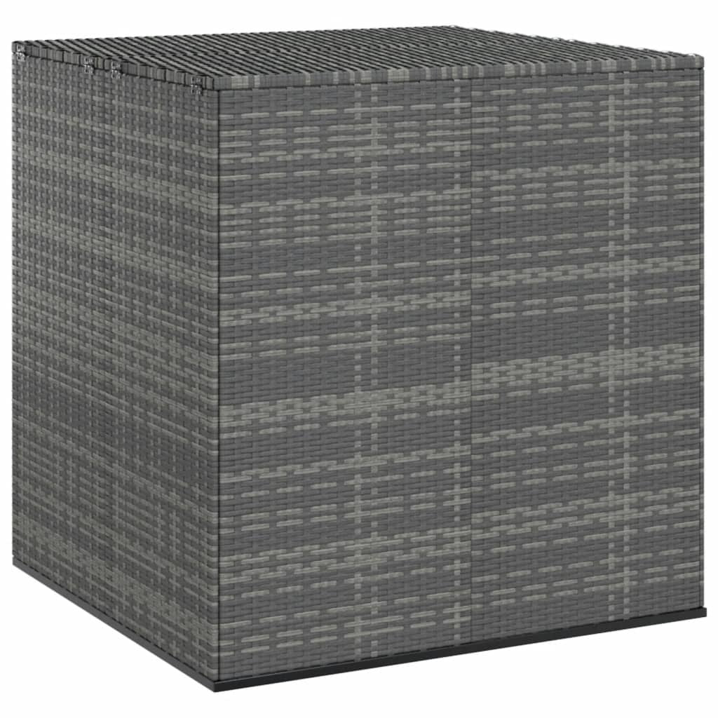 Patio Cushion Box PE Rattan Gray