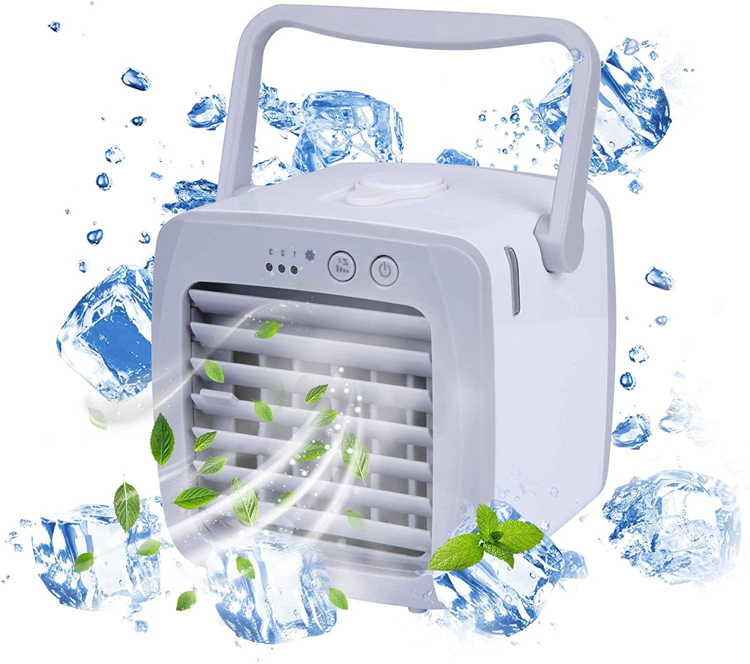 Portable USB Personal Mini Air Conditioner Fan;  3 Speeds;  Quiet;  Adjustable Vane;  Ice Water Tank