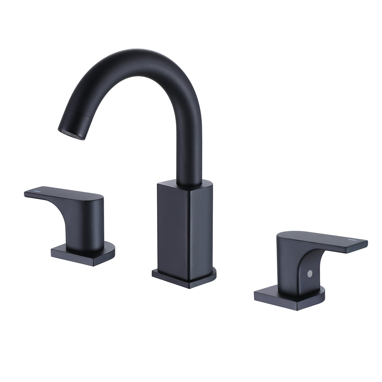 3 Hole Bathroom Sink Faucet 2 Handle Deck Mounted 360-Degree Swivel Matte Black Vessel Basin Faucet RBF61017MB