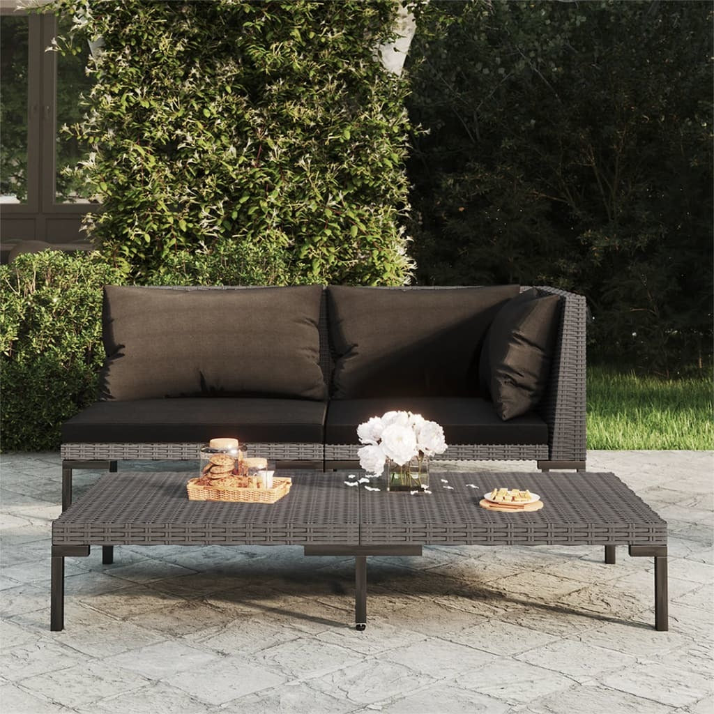 Patio Sofa with Cushions Half Round Poly Rattan